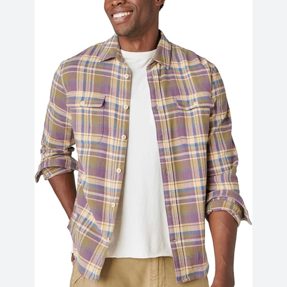 Lucky Brand Men's Plaid Utility Cloud Soft Long Sleeve Flannel Shirt NWT Size M
